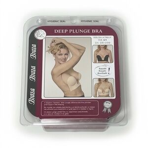 Braza Deep Plunge Adhesive Bra Strapless Backless Reusable Nude - Size A/B